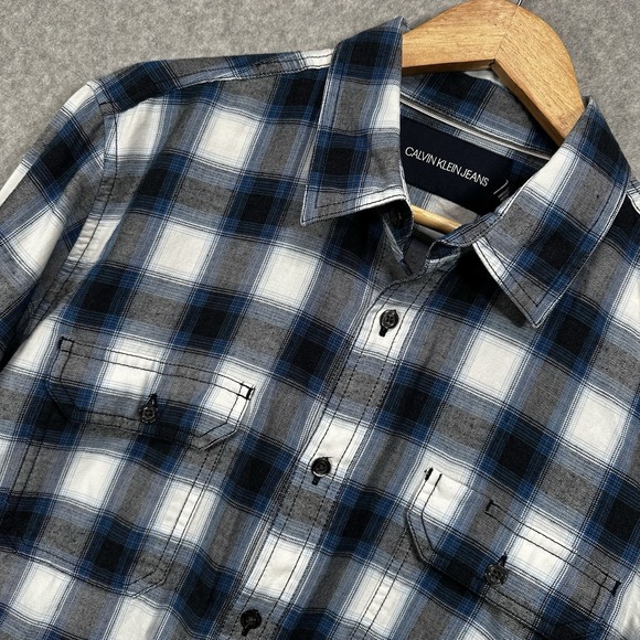 Calvin Klein Other - Calvin Klein Jeans Mens Button Up Plaid Shirt Blue Light Flannel‎ Gravity Large